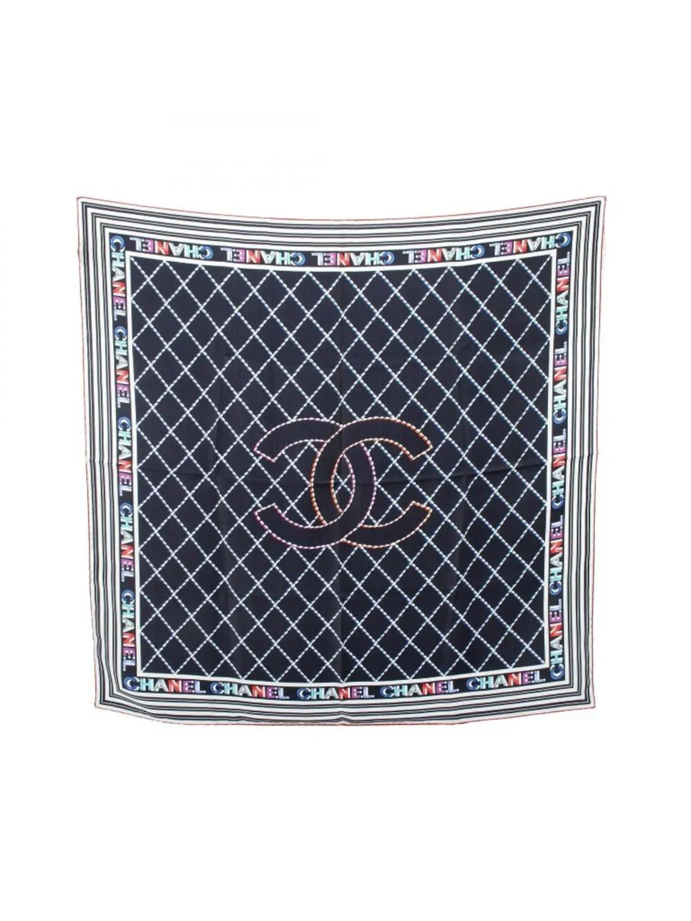 Chanel Shawl CC Logo Quilted Silk Scarf